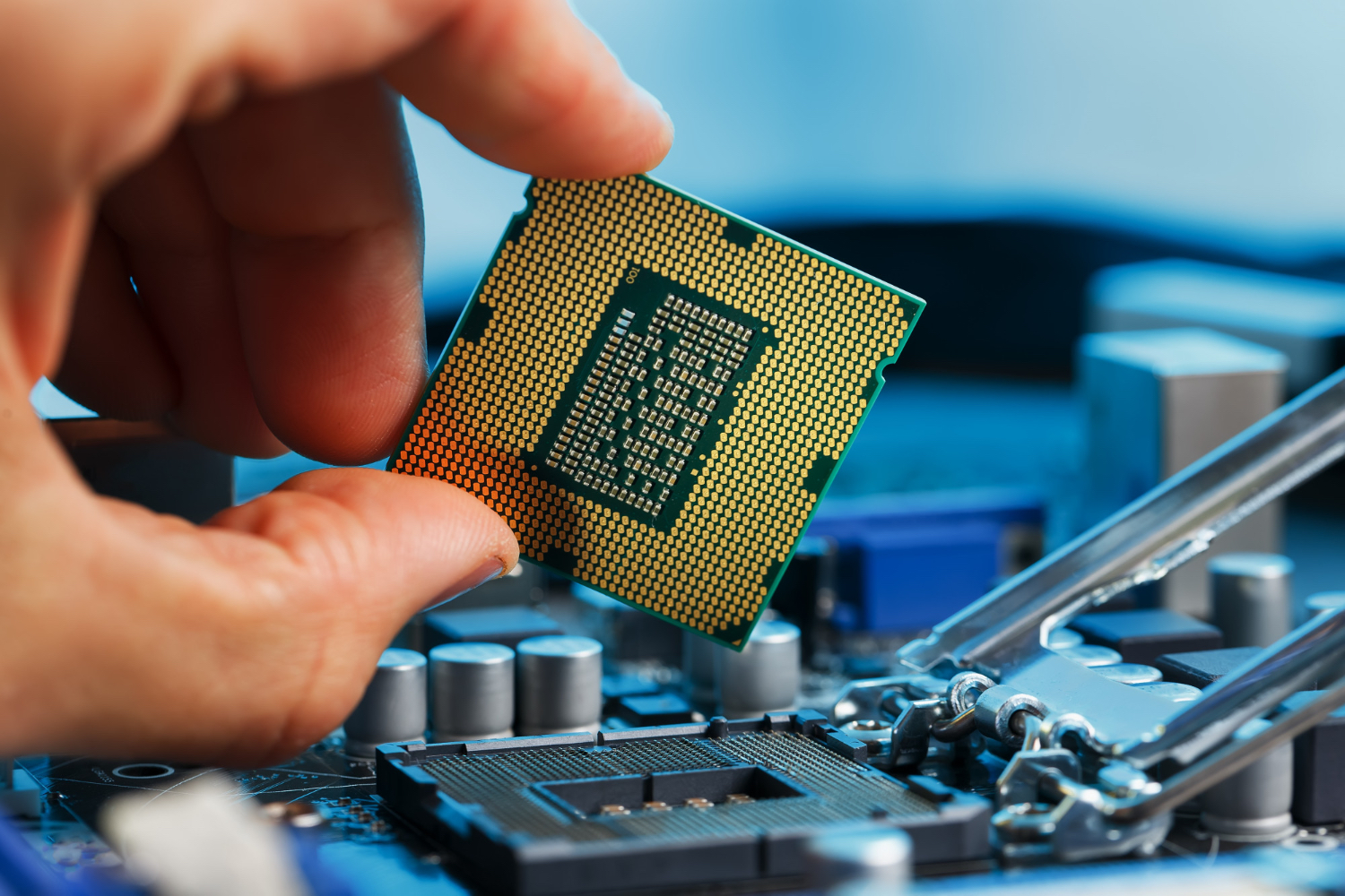 A CPU installed inside a computer